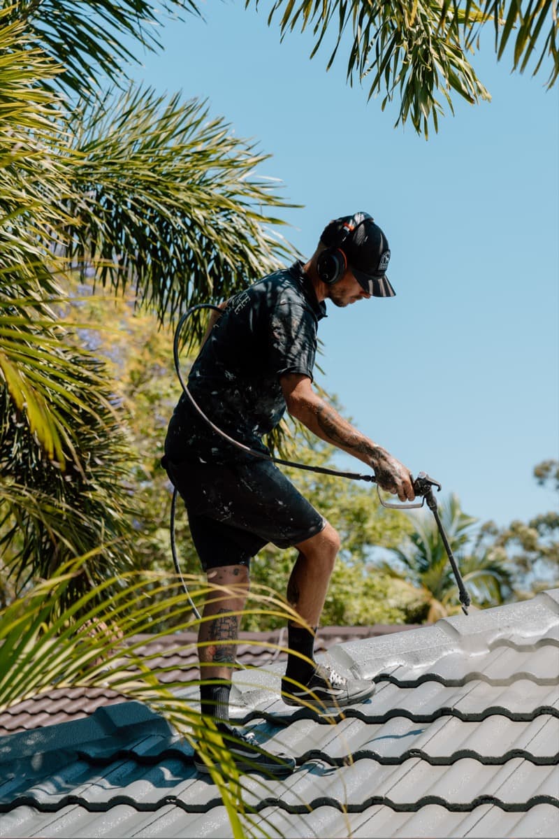 Aerial view of finished roof restoration project